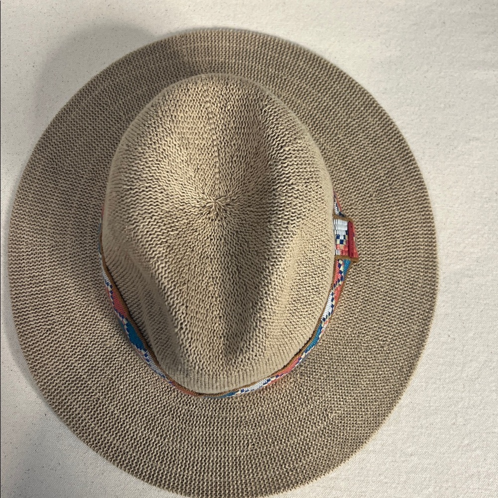 PrAna Cybil Knit Fedora Hat – Tan with Embroidered Band - Picture 3 of 8
